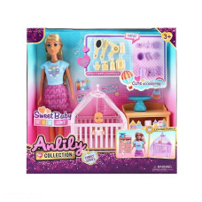 Лялька з аксесуарами 616313 (18) дитяча кімната, малюк, ліжечко, аксесуари, висота ляльки 30 см, в коробці