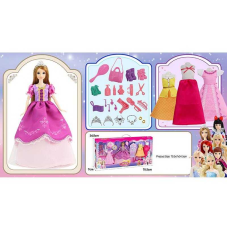 Лялька з аксесуарами 91061 A (18) висота 30 см, діадеми, сережки, намиста, сумочка, гребінець, сукні, туфлі, в коробці