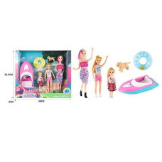 Лялька з аксесуарами ST 5616-8 (36/2) 3 ляльки, висота 30 см, лодка, круг для плавання, собачка, в коробці