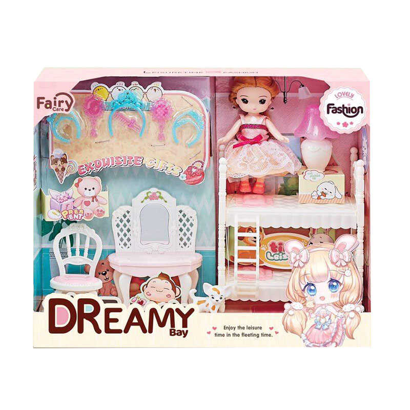 Лялька з меблями 6636 (36) дитяча кімната, прикраси, фігурка собаки, в коробці Лялька з меблями 6636 (36) дитяча кімната, прикраси, фігурка собаки, в коробці