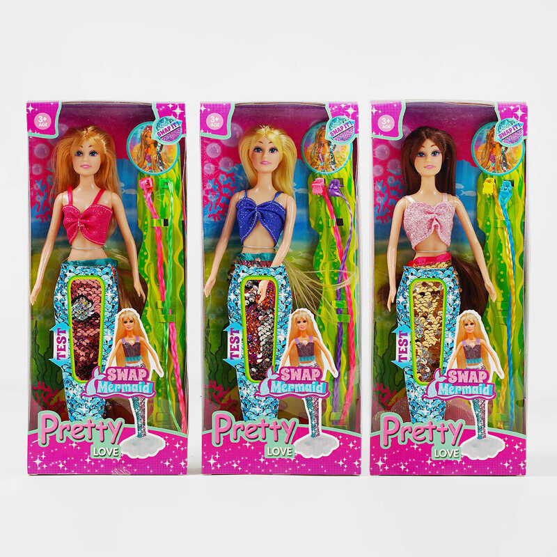 Лялька МЕ 002 (120/2) “Русалонька“, 3 види, 2 кольорових пасма, у коробці, ВИДАЄТЬСЯ ТІЛЬКИ МІКС ВИДІВ Лялька МЕ 002 (120/2) “Русалонька“, 3 види, 2 кольорових пасма, у коробці, ВИДАЄТЬСЯ ТІЛЬКИ МІКС ВИДІВ