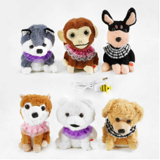 М`яка іграшка C 61639 (100) 6 видів, висота 22 см, рухає головою, повторюшка, магнітна бджілка, USB-кабель, пісні англійською мовою, ВИДАЄТЬСЯ ТІЛЬКИ МІКС ВИДІВ, у пакеті