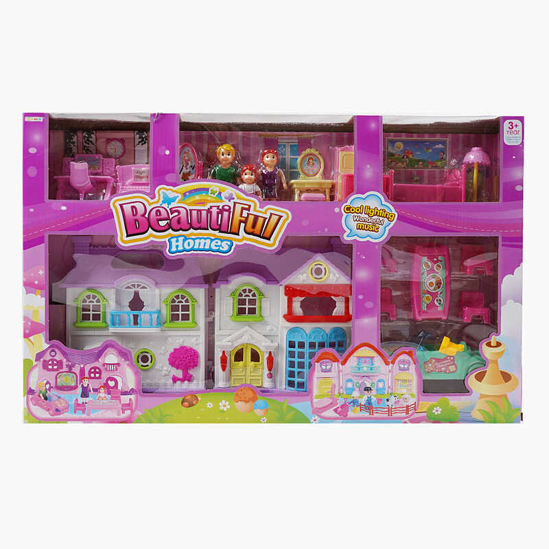 Будинок 8161-1 A (24/2) розмір будинку 17 х 9 х 23 см, меблі, фігурки, на батарейках, звук, підсвітка,  декоративні елементи, автомобіль, в коробці