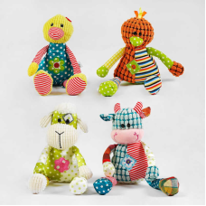 М`яка іграшка M 16308 (200) 4 види, тваринка, техніка печворк, висота 31 см, ВИДАЄТЬСЯ ТІЛЬКИ МІКС ВИДІВ