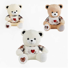 М`яка іграшка M 17382 (30) 3 кольори, “Ведмідь”, висота у сидячому положенні 50 см, у пакеті, ВИДАЄТЬСЯ ТІЛЬКИ МІКС ВИДІВ