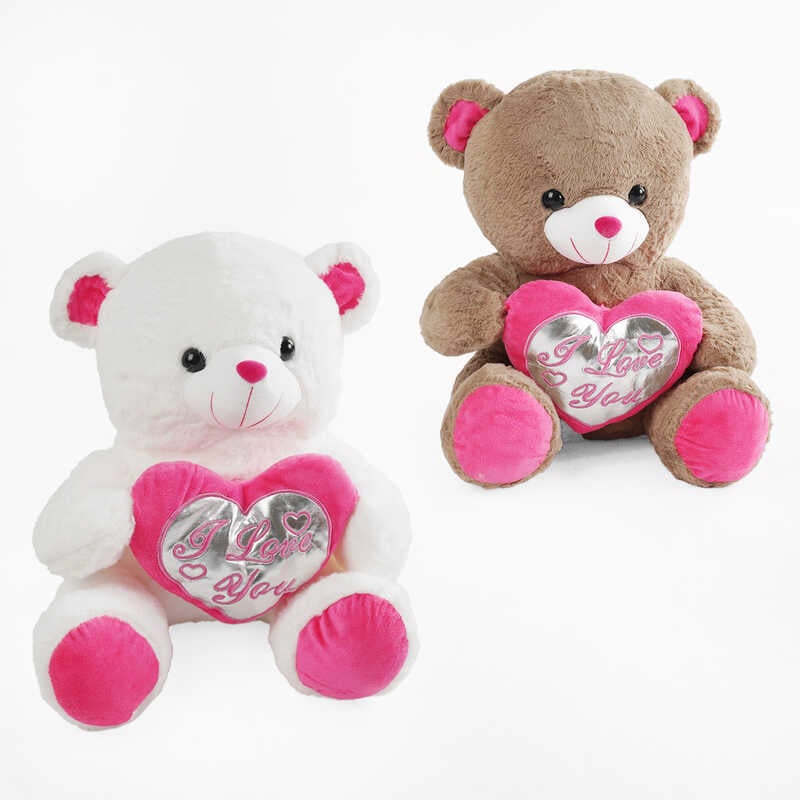 М`яка іграшка M 17385 (50) 2 види, “Ведмедик“, висота 40см, тримає сердечко в лапках, ВИДАЄТЬСЯ МІКС ВИДІВ