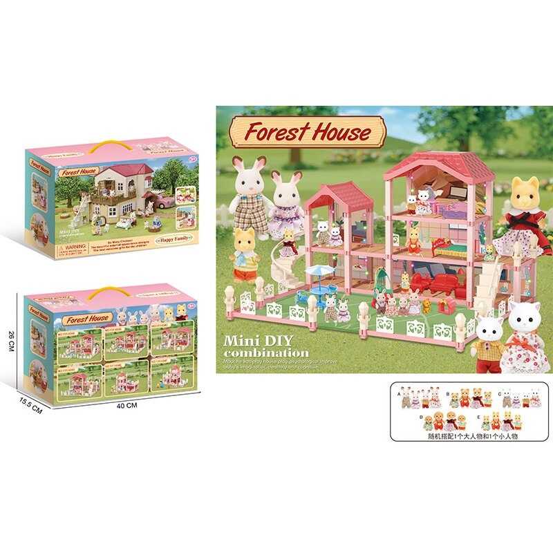 Будиночок 111-434 A (24/2) 2 флоксові тварини, підсвічування, меблі, в коробці