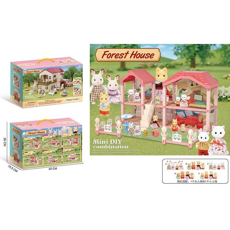 Будиночок 111-434 C (24/2) 2 флоксові тварини, підсвічування, меблі, в коробці