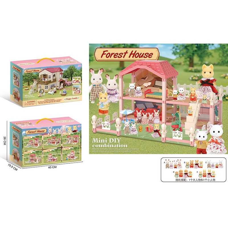 Будиночок 111-434 D (24/2) 2 флоксові тварини, підсвічування, меблі, в коробці