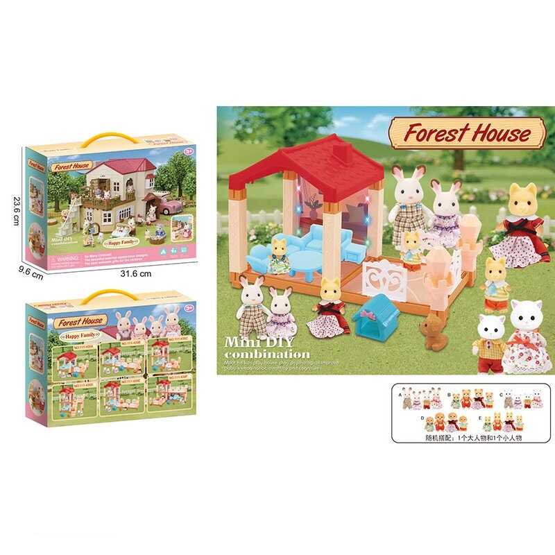 Будиночок 111-435 A (36/2) 2 флоксові тварини, підсвічування, меблі, в коробці