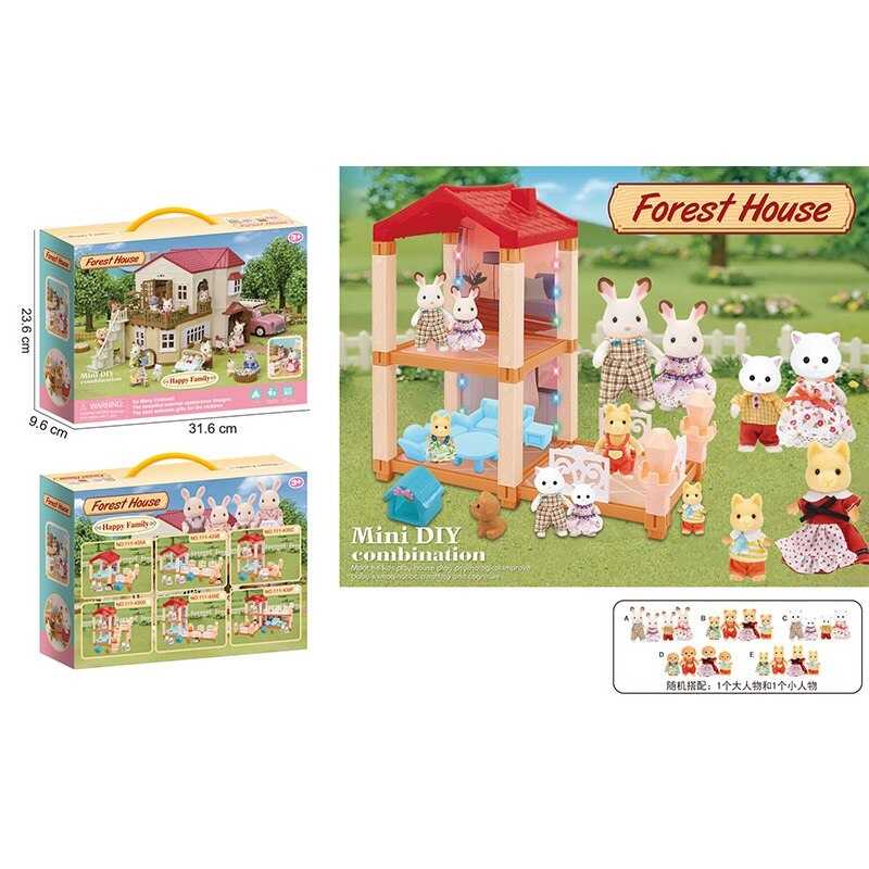 Будиночок 111-435 C (36/2) 2 флоксові тварини, підсвічування, меблі, в коробці