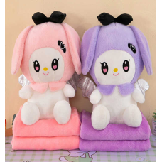 М`яка іграшка M 18274 (50) 2 види, герой, висота 43см, сидяча, бантик, плед: 175х105 см