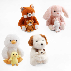 М`яка іграшка M 18471 (120) 4 види, з дитинкою, лапки на магнітах, ВИДАЄТЬСЯ ТІЛЬКИ МІКС ВИДІВ