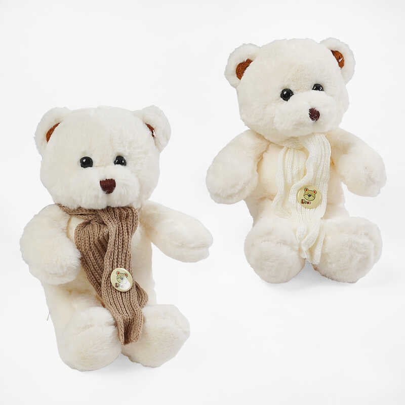 М`яка іграшка M 18492 (200) 2 види, “Ведмедик”, висота: 30 см, шарф знімається