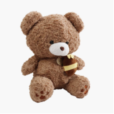 М`яка іграшка M 18753 (45) “Ведмедик”, розмір -29х26х37 см, бочка з медом, застібка - блисавка