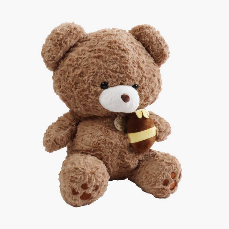 М`яка іграшка M 18753 (45) “Ведмедик”, розмір -29х26х37 см, бочка з медом, застібка - блисавка