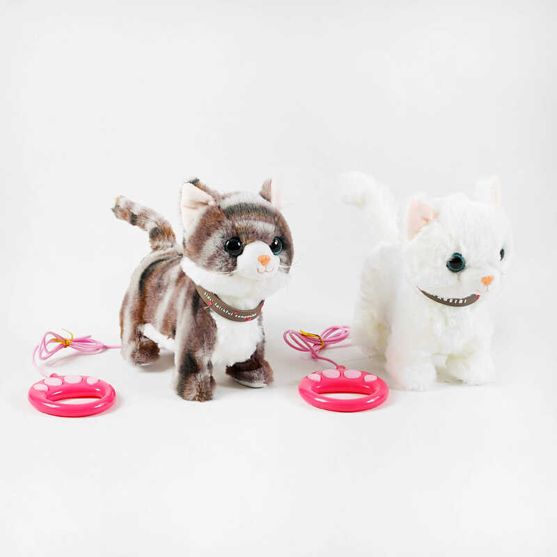 М`яка іграшка M 49125 (36) 2 види, “Котик“, ходить, співає, реагує на дотик, співає пісні англійською, відтворює звуки, у пакеті