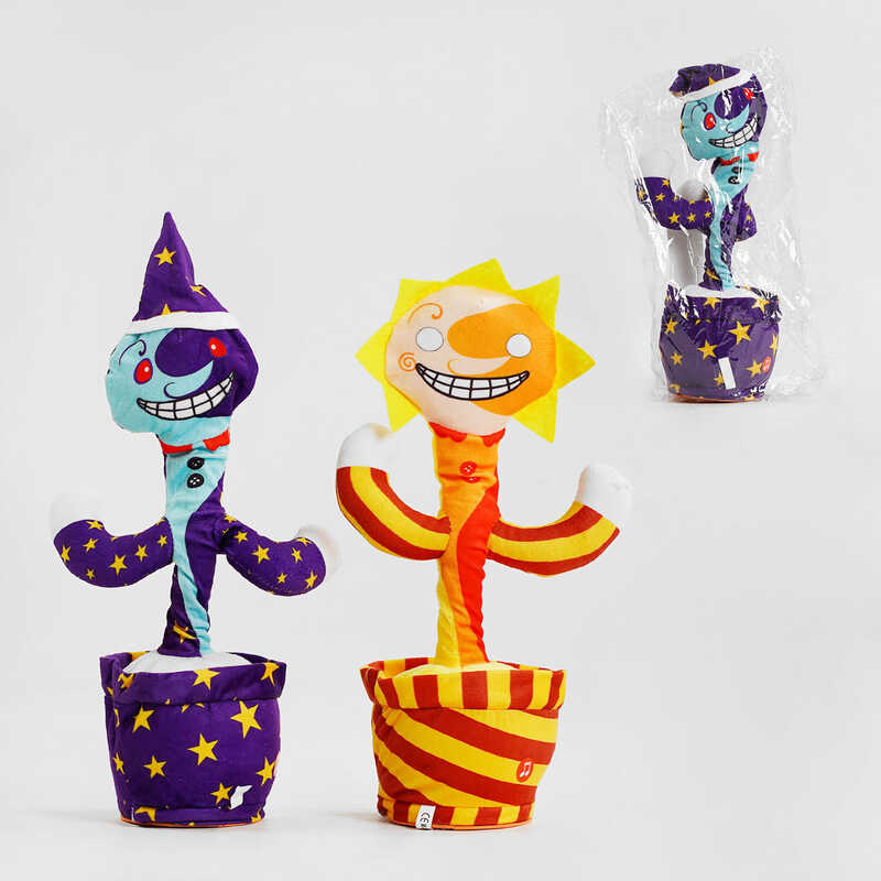 М“яка іграшка С 53127 (100) “Сонце і місяць“, 2 види, звук, світло, функція запису голосу, танцює, h-33 см, в пакеті