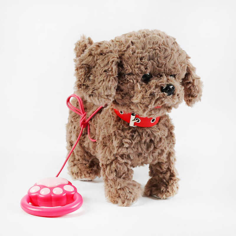 М“яка інтерактивна іграшка M 49124 (36) на повідку, гавкає, пісні англійською мовою, лизькає, виляє хвостиком, в пакеті