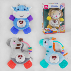 М“яке брязкальце 53796 (36/2) “TK Group“, 4 види, ОЗВУЧУВАННЯ УКРАЇНСЬКОЮ МОВОЮ, знімний блок, пластикова кліпса, світло, звук, в коробці