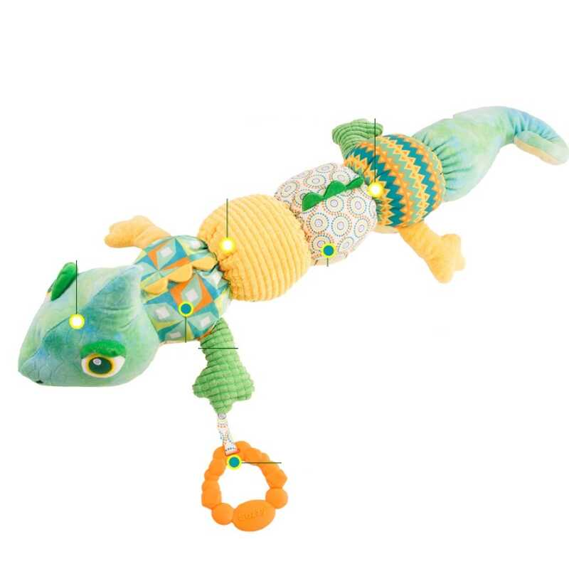 М`яке брязкальце C 64807 (55) “Хамелеон”, дзвіночок, пискавка, шелесткі елементи, прорізувач, ростомір, у пакеті