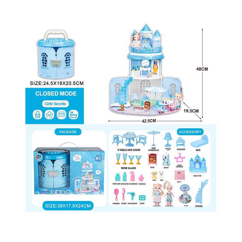 Будиночок 6688-13 (12) складається, 2 ляльки, меблі, аксесуари, улюбленці, в коробці