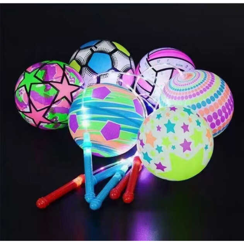 М`яч гумовий C 72545 (500) діаметр 17 см, паличка, підсвічування, 3 режими, від батарейок, у пакеті, ВИДАЄТЬСЯ ТІЛЬКИ МІКС ВИДІВ