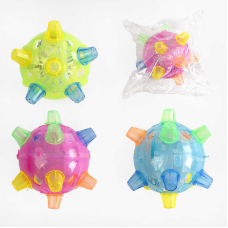 М“яч музичний 4688 (168) 3 види, зі світлом, хаотично стрибає, 1шт в пакеті, ВИДАЄТЬСЯ ТІЛЬКИ МІКС ВИДІВ