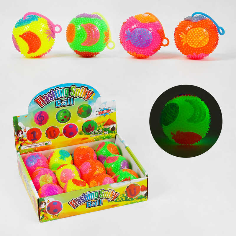 М`яч стрибун C 60448 (24) “Фрукти“, світло, пискавка,  ЦІНА ЗА 12 ШТУК В БЛОЦІ