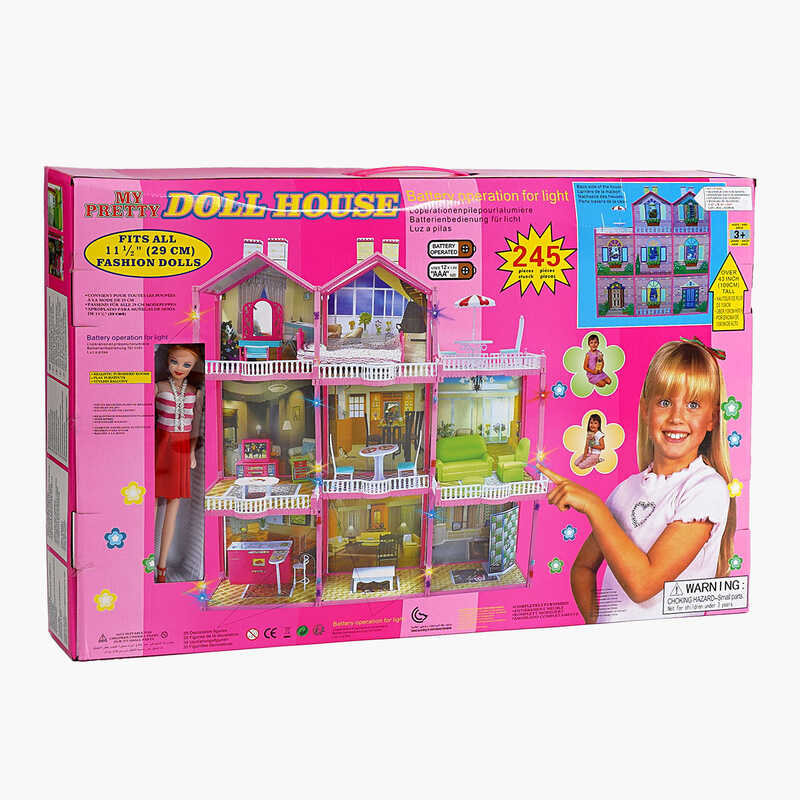 Будиночок для ляльок 6992 (6) 3 поверхи, світло, меблі (висота 109 см), в коробці