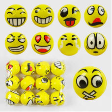 М`яч фомовий C 60308 (60) ЦІНА ЗА 12 ШТУК У ПАКУВАННІ, “Смайлик“, діаметр 7 см