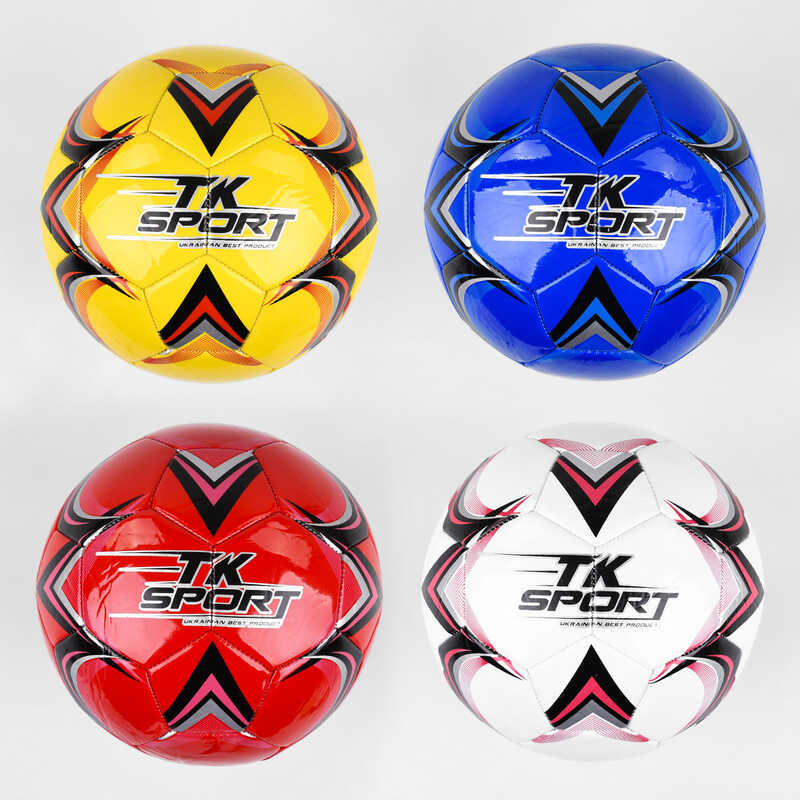 М“яч футбольний C 44455 (60) “TK Sport“, 4 види, вага 330-350 грамів, матеріал м“який PVC, балон гумовий