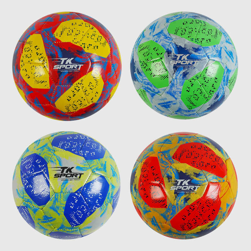 М“яч футбольний C 62393 (80) “TK Sport“, 4 види, вага 300-310 грамів, гумовий балон, матеріал PVC, розмір №5, ВИДАЄТЬСЯ МІКС