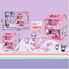 Будиночок з героями YQ 568 (24) розміри будиночка: 31,5х31х40 см, 2 поверхи, меблі, 5 фігурок героїв, іграшковий посуд, в коробці