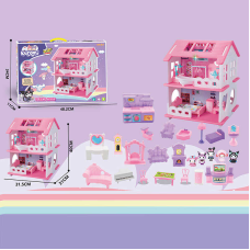 Будиночок з героями YQ 570 (24) розміри будиночка: 31,5х31х40 см, 2 поверхи, меблі, 5 фігурок героїв, в коробці