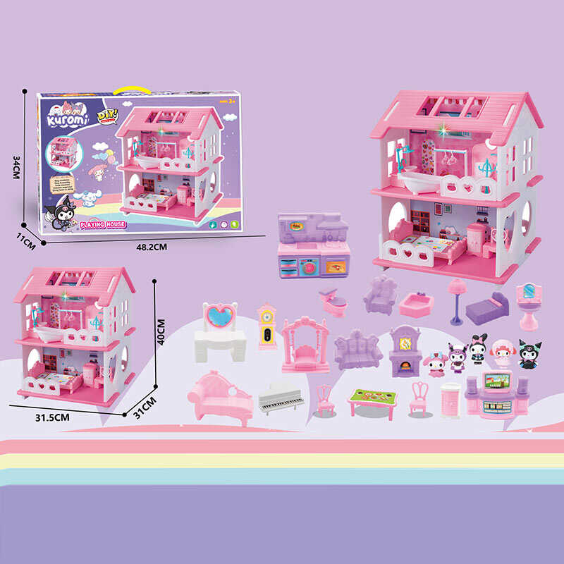 Будиночок з героями YQ 570 (24) розміри будиночка: 31,5х31х40 см, 2 поверхи, меблі, 5 фігурок героїв, в коробці