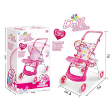 Візок для ляльки 6601 AH-4 (8/2) металева основа, козирок від сонця, кошик, додаткова поличка, в коробці