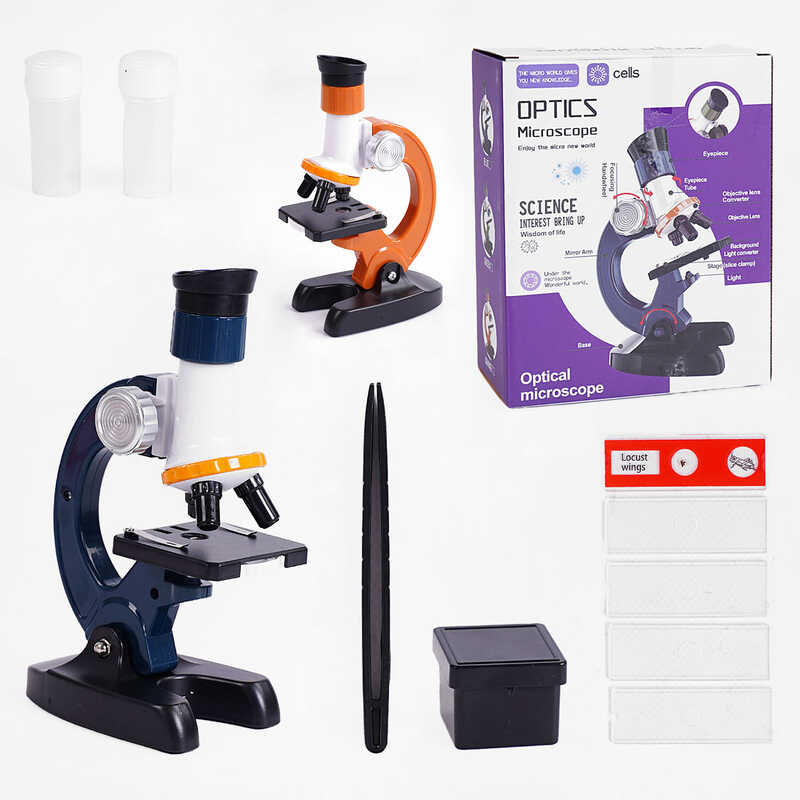 Мікроскоп LZ 8606 (36) 2 кольори, підсвічування, збільшувальна лінза, додаткове обладнання, в коробці