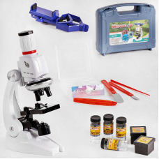 Мікроскоп С 2172 (12) підсвічування, контейнер з предметним склом, баночки, пластиковий тримач для телефону, у валізі