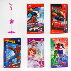 Мікрофон DS 002-1 B/V/S/T/E (60/2) 5 видів, ВИДАЄТЬСЯ МІКС, підсвічування, можливість під’єднання телефона, в коробці