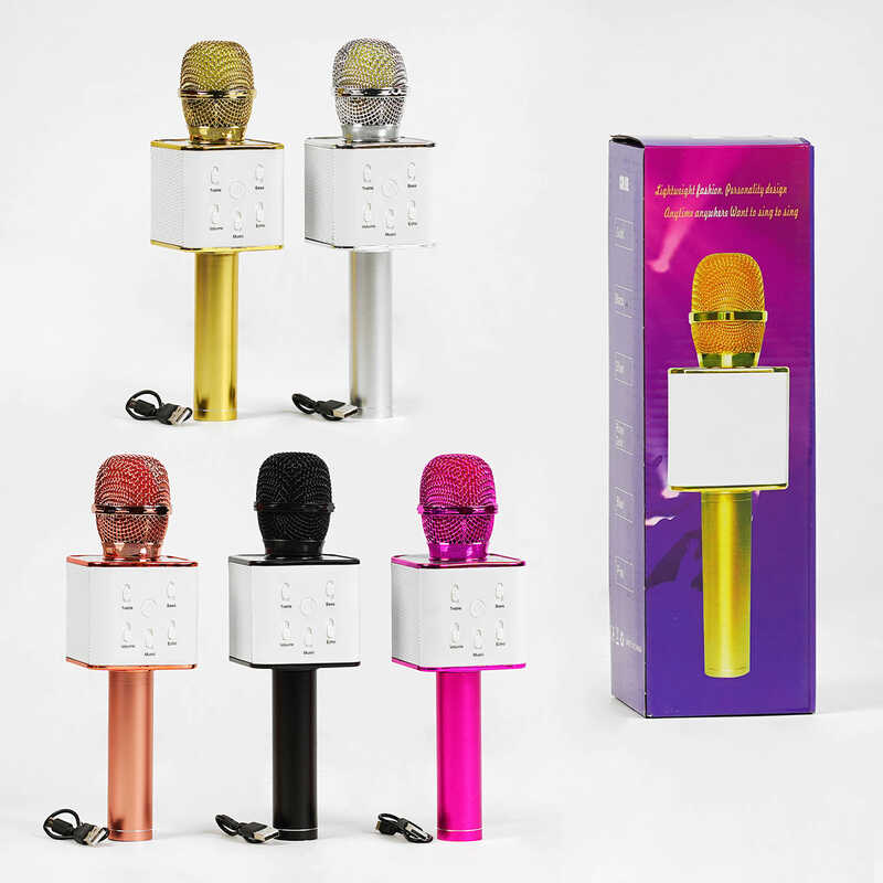 Мікрофон С 60088 (50) 5 видів, караоке, bluetooth, USB, колонка, в коробці, ВИДАЄТЬСЯ ТІЛЬКИ МІКС ВИДІВ