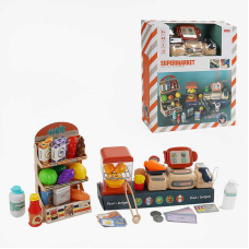 Магазин MW 5581 (16) касовий апарат, звук, репліки англ. мовою, підсвічування, стелаж, муляжі, прикраси, наліпки, в коробці