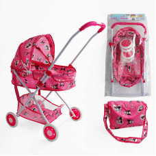 Візок для ляльки TK 55-420 (24/2) “TK Group“, складна конструкція, сумочка, кошик, пупс до 45 см, металевий каркас, в пакеті