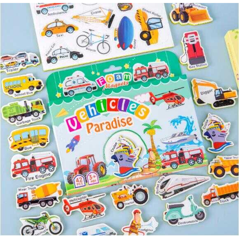 Магніти M 50544 (68) 42 елементи, “Транспорт”, товщина: 0.5 см, м’які магніти, в коробці