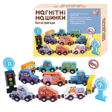 Магнітні машинки 49325 (30) “WToys“, дерев’яні, в коробці