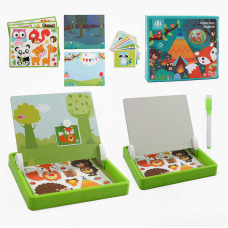 Магнітні пазли C 52500 (28) дерев’яна дошка, маркер, картки, магніт, назви англійською мовою, в коробці