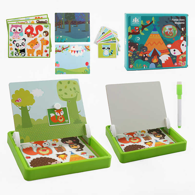 Магнітні пазли C 52500 (28) дерев’яна дошка, маркер, картки, магніт, назви англійською мовою, в коробці