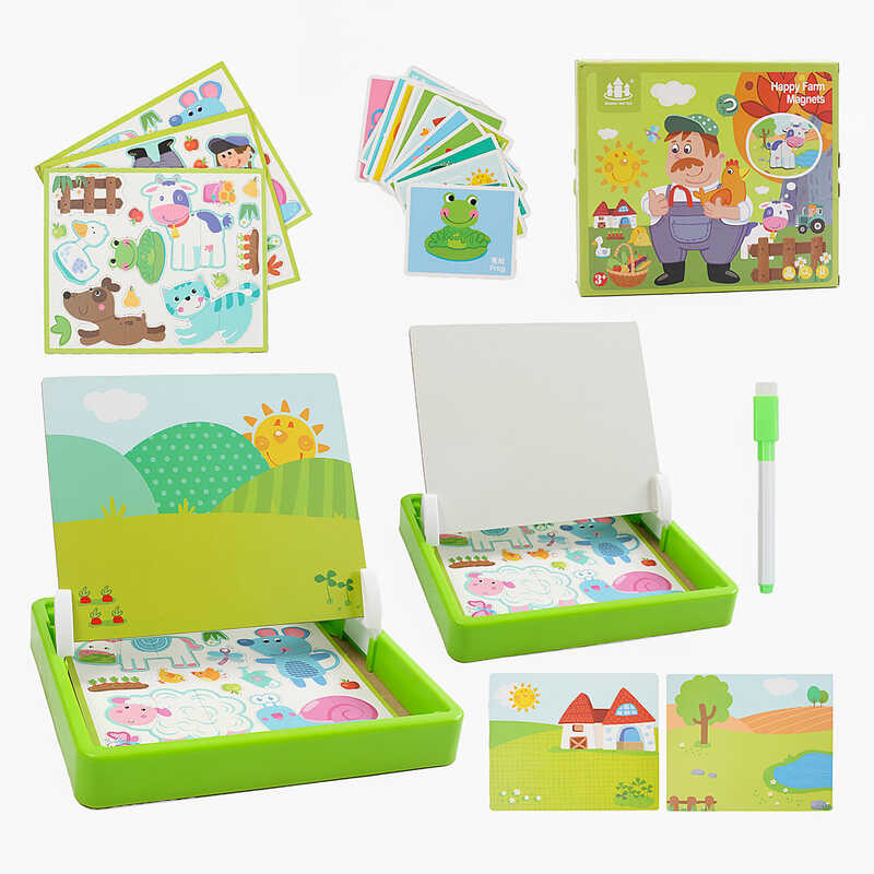 Магнітні пазли C 52502 (28) “Ферма“, дерев’яна дошка, маркер, картки, магніт, назви англійською мовою, в коробці