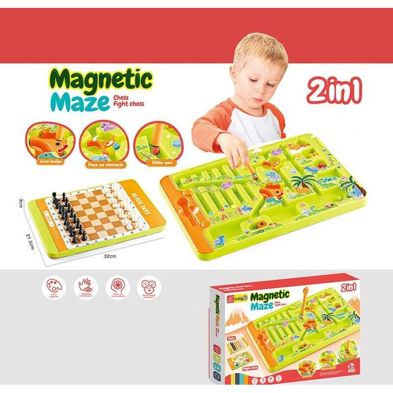 Магнітна гра 2в1 898-9111 (36) сортер, шахи, магнітний стилус, в коробці