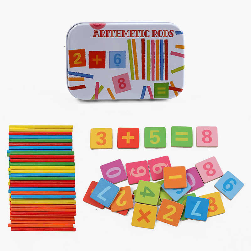 Магнітна гра C 73228 (180) магнітні картки, цифри, дерев’яні палички, в боксі